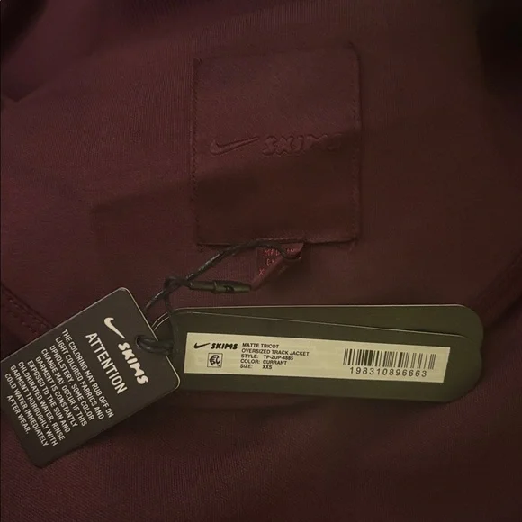 SKIMS xNike NWT Matte Tricot Oversized Track Jacket - Currant - Picture 5 of 5